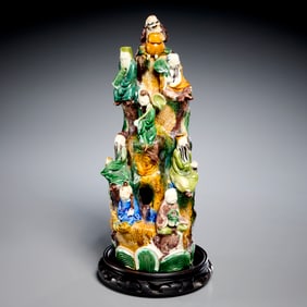 Chinese sancai Tree of Longevity lantern