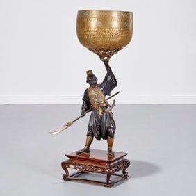 Miyao Eisuke (manner), bronze samurai gong stand