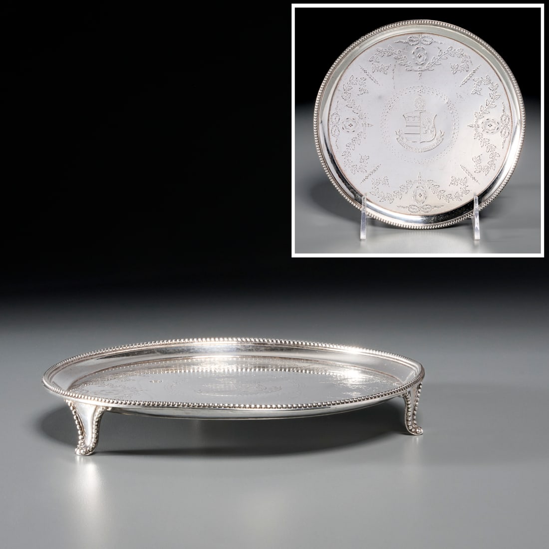 George III sterling silver card tray (1 of 8)
