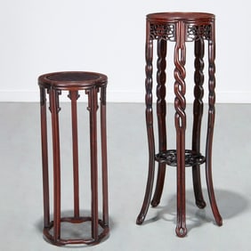 (2) Chinese carved hardwood stands