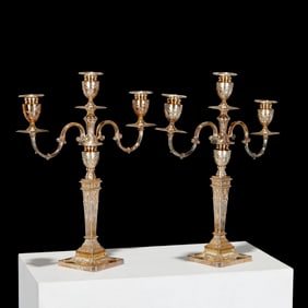 Pair Elizabeth II silver candelabra