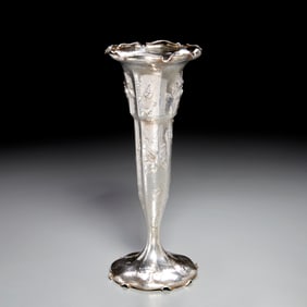 Black Starr & Frost silver trumpet vase