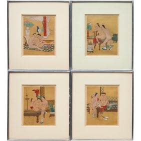 Chinese School, (4) Chungong gouaches on silk