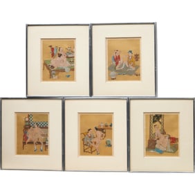 Chinese School, (5) Chungong gouaches on silk