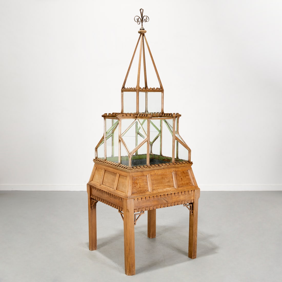 Large Victorian carved oak and glass terrarium (1 of 9)