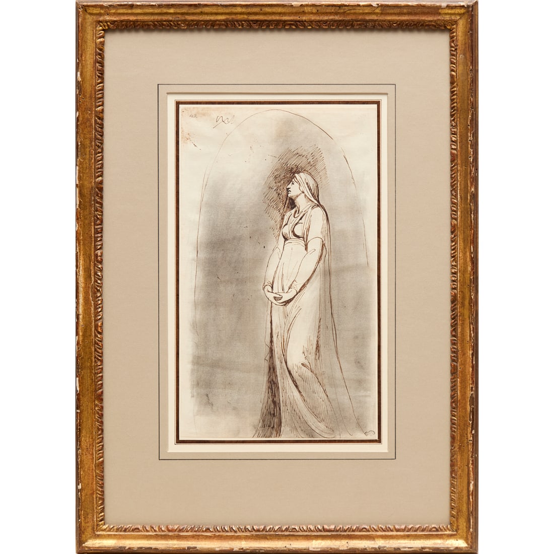 George Romney, two-sided ink study, ex Avnet Coll (1 of 7)