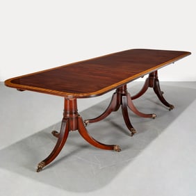 Regency style triple-pedestal banquet table