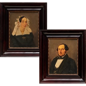 Anglo-American School, (2) oil portraits on canvas