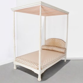 Art Deco Painted Bamboo tester bed, ex Marshall