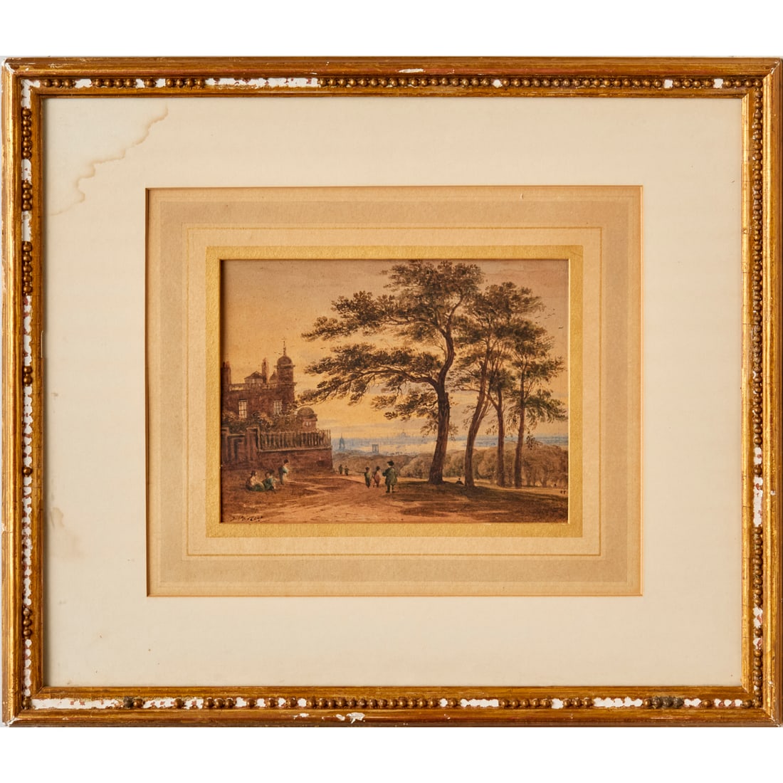 John Varley, watercolor on paper: John Varley, watercolor on paper, John Varley O.W.S. (English, 1778-1842), Looking across the Thames from the Greenwich Observatory to St Paul's, London, graphite and watercolor on oatmeal paper, sign