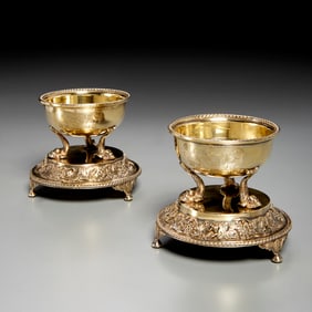 Pair Regency style silver gilt salt cellars