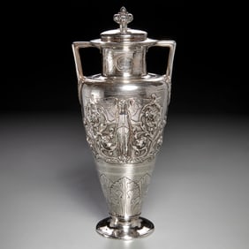 William IV silver vase and cover