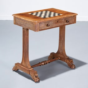 Regency inlaid rosewood games table