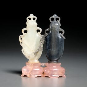 Twin pair Chinese jade snuff bottles
