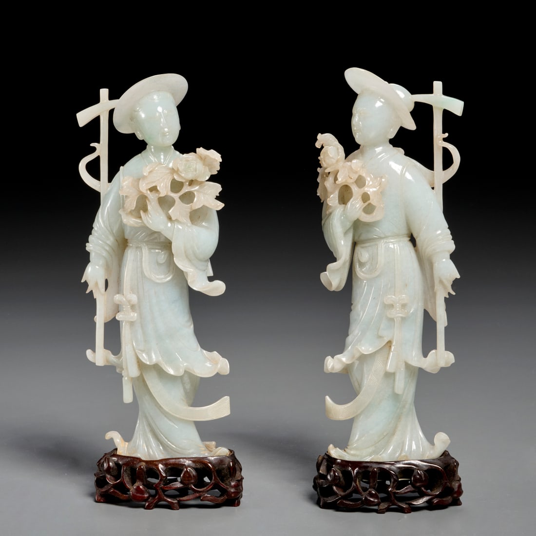 Pair Chinese jadeite carvings, ex Grimaldi Seabra (1 of 7)