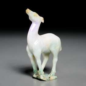 Chinese three-color jade deer carving