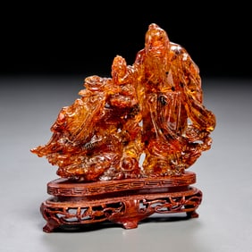 Chinese amber carving of Shoulao