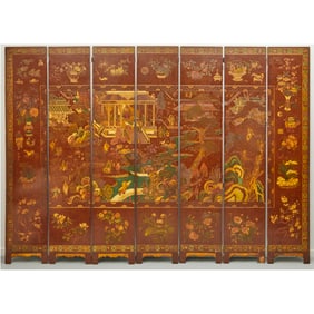 Chinese coromandel lacquer 7-panel screen