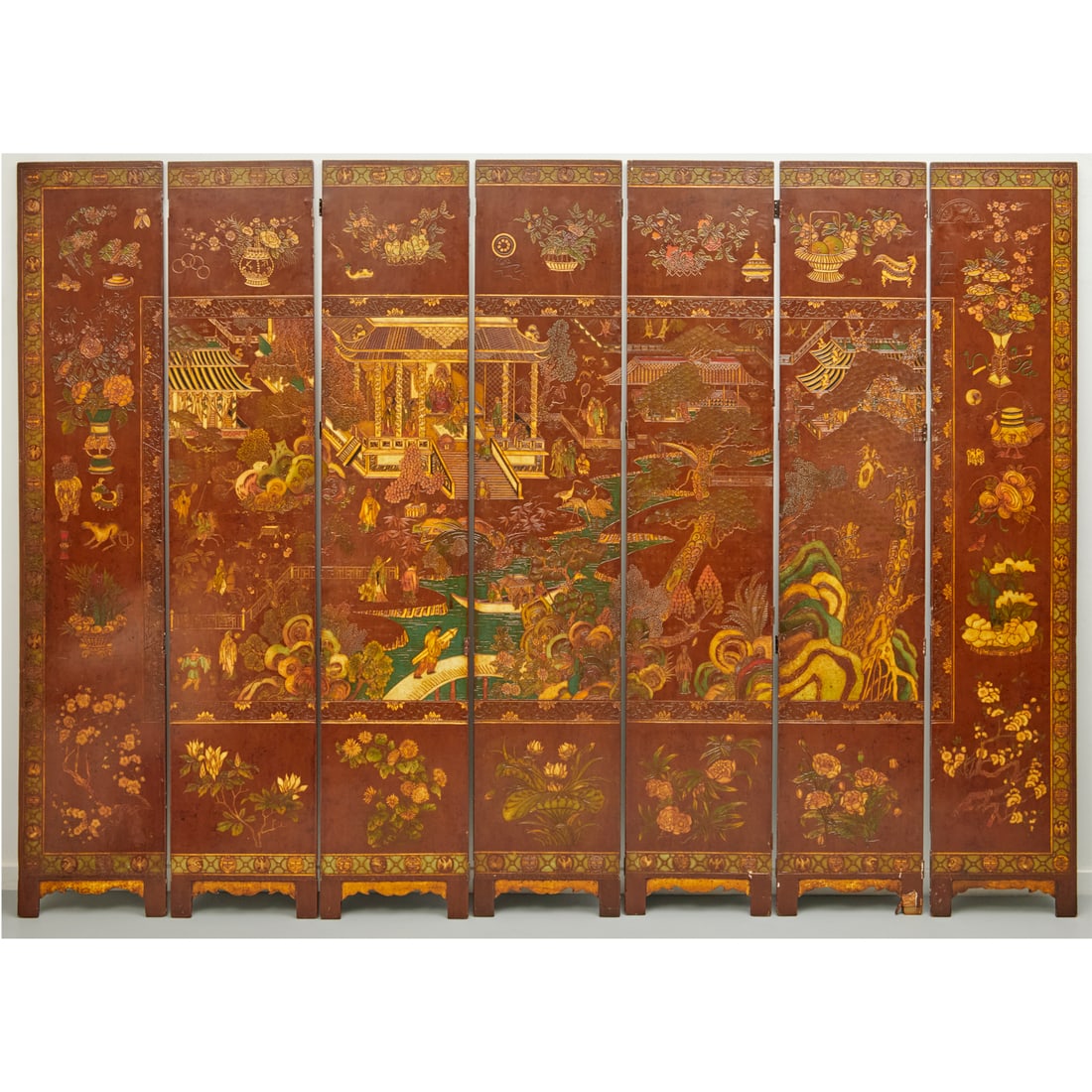 Chinese coromandel lacquer 7-panel screen (1 of 10)