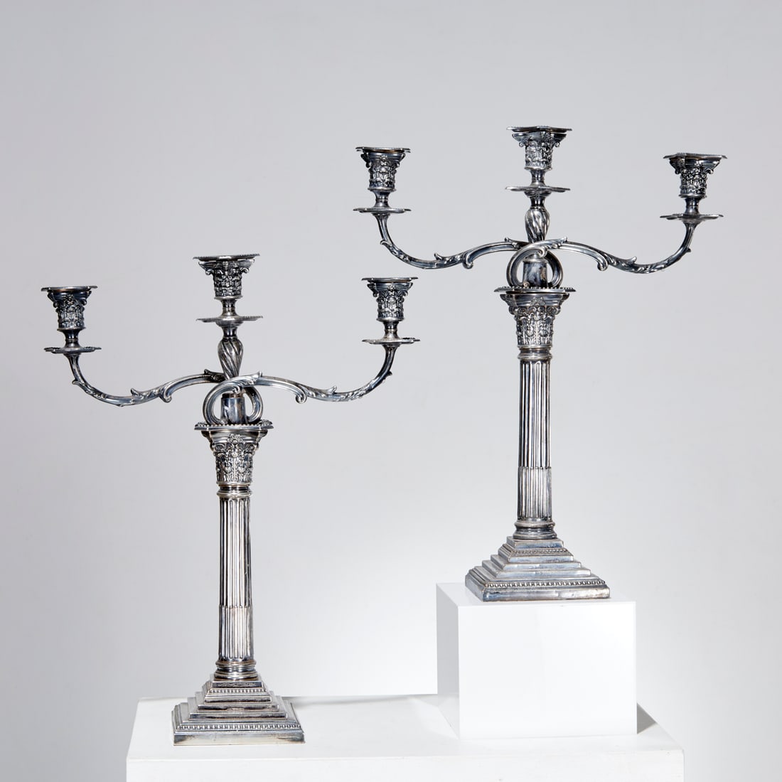 Pair Edwardian sterling silver candelabra (1 of 8)