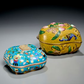 (2) Chinese cloisonne boxes