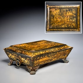 English Regency penwork box, ex Marshall