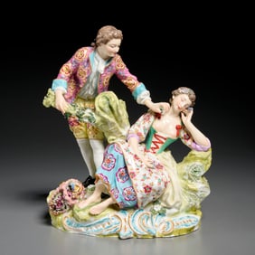 Large Chelsea Derby style porcelain figural group