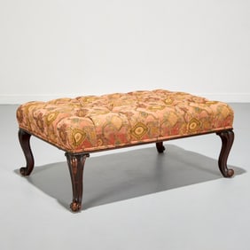 Large antique George III style upholstered ottoman