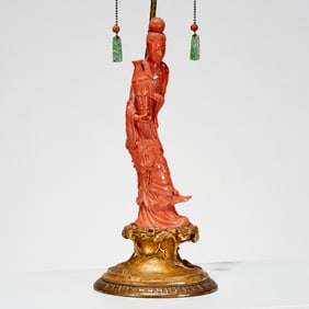 Large Chinese coral branch lamp, ex Christies