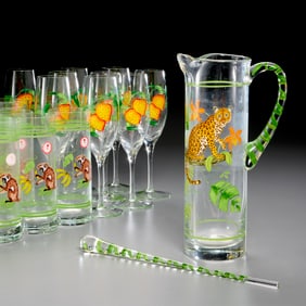 Collection Lynn Chase hand-painted glassware