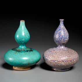 (2) Song style earthenware double-gourd vases