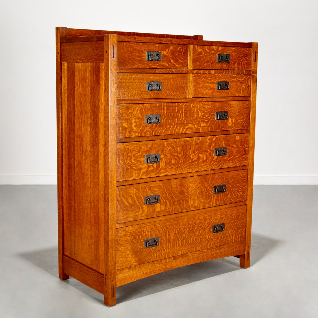 Stickley, oak tall chest of drawers (1 of 6)