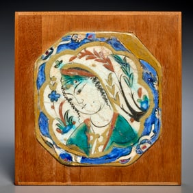 Safavid period Kubachi tile, ex Sotheby's