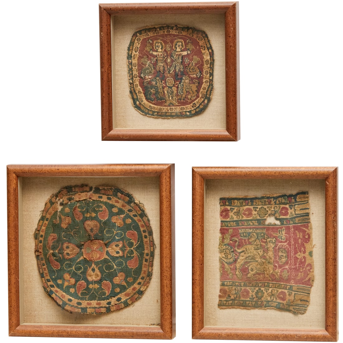 Group (3) Coptic textile fragments, ex Sotheby's (1 of 6)