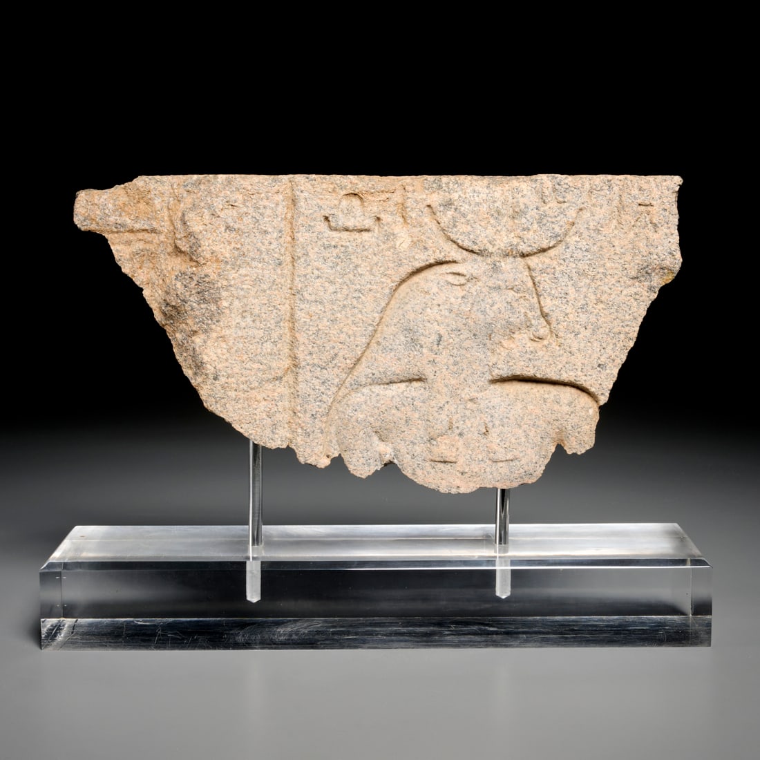 Egyptian red granite stele fragment, ex Sotheby's (1 of 7)