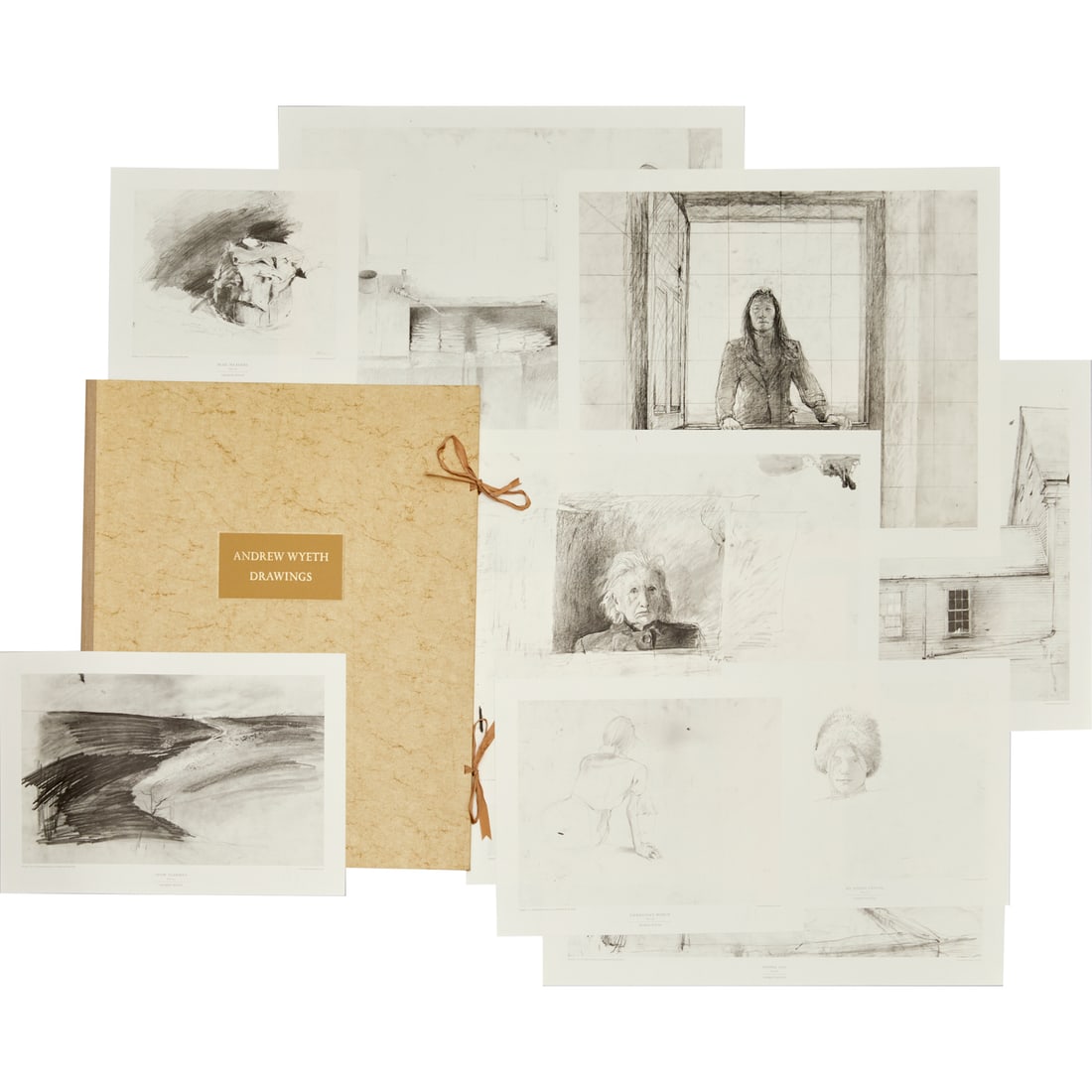 Andrew Wyeth Drawings, The Met portfolio, 1976: Andrew Wyeth Drawings, The Met portfolio, 1976, Andrew Wyeth (American, 1917-2009), facsimile collotypes on paper, edition 22/300, signed interior cover, published by the Metropolitan Museum of Art, p