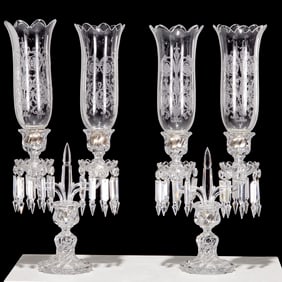 Pair Baccarat crystal candelabra, signed