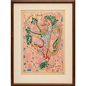 Jean Cocteau, lithograph on paper, 1958