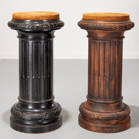 Pair Neoclassical carved wood pedestals
