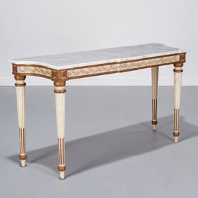 Louis XVI style painted marble top console