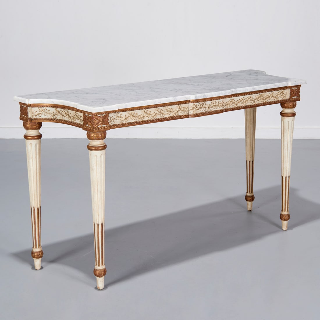 Louis XVI style painted marble top console (1 of 9)