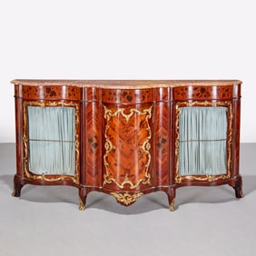 Louis XV marble top and marquetry buffet