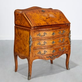 Italian Rococo style marquetry secretary commode