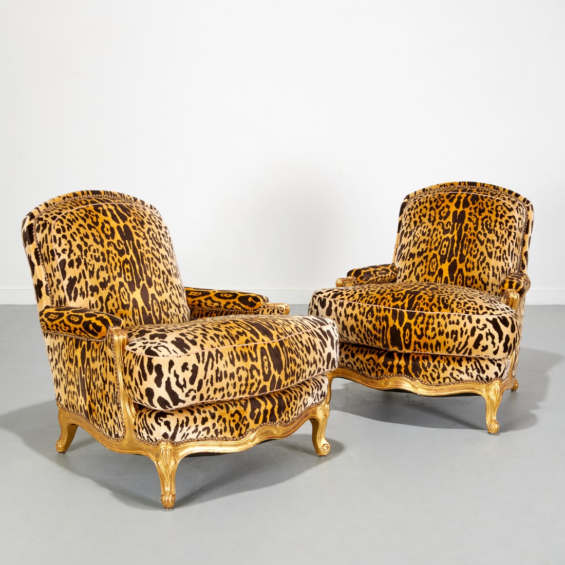 Pair Louis XV style Scalamandre "Leopardo" chairs (1 of 8)