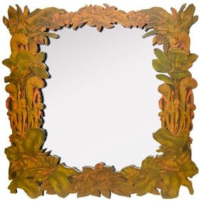 Botanical decoupage wall mirror, ex Marshall
