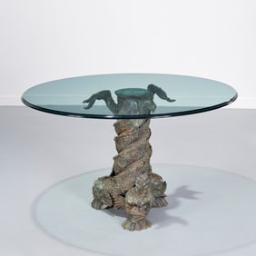 Grotto style patinated bronze center table