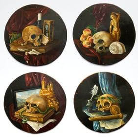 Memento Mori, set (4) oils on copper