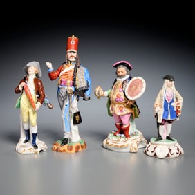 (4) Continental and English porcelain figures