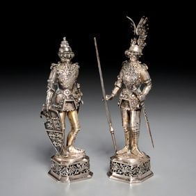 Pair Neresheimer German 800 silver knight figures