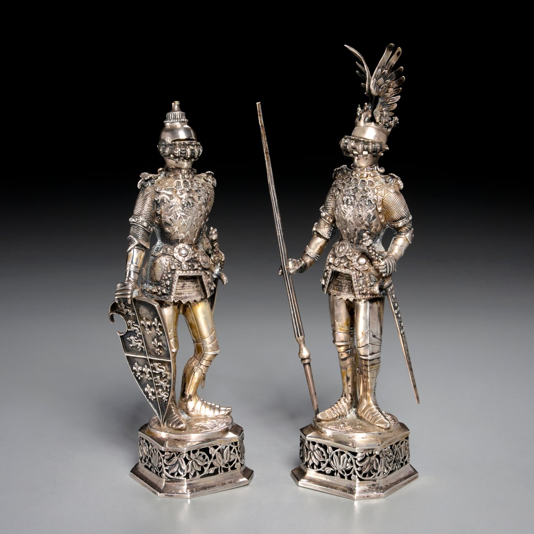 Pair Neresheimer German 800 silver knight figures (1 of 9)